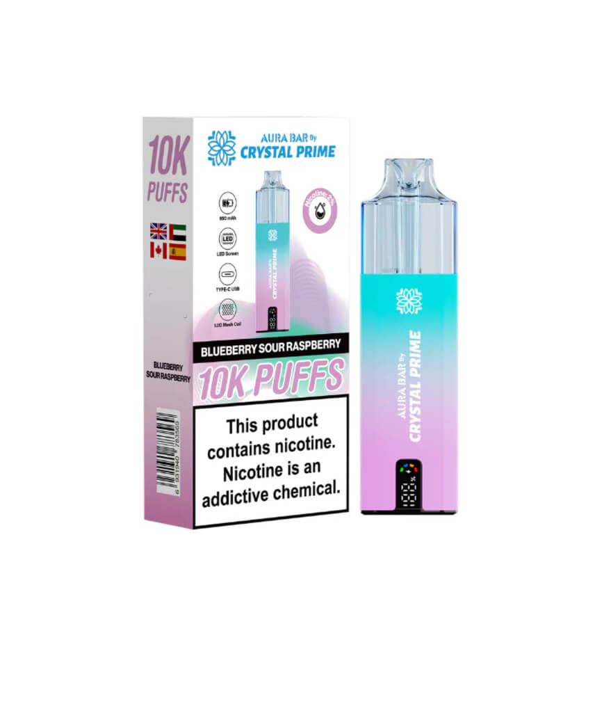 Blue sour raspberry crystal prime 10000 Aura Bar