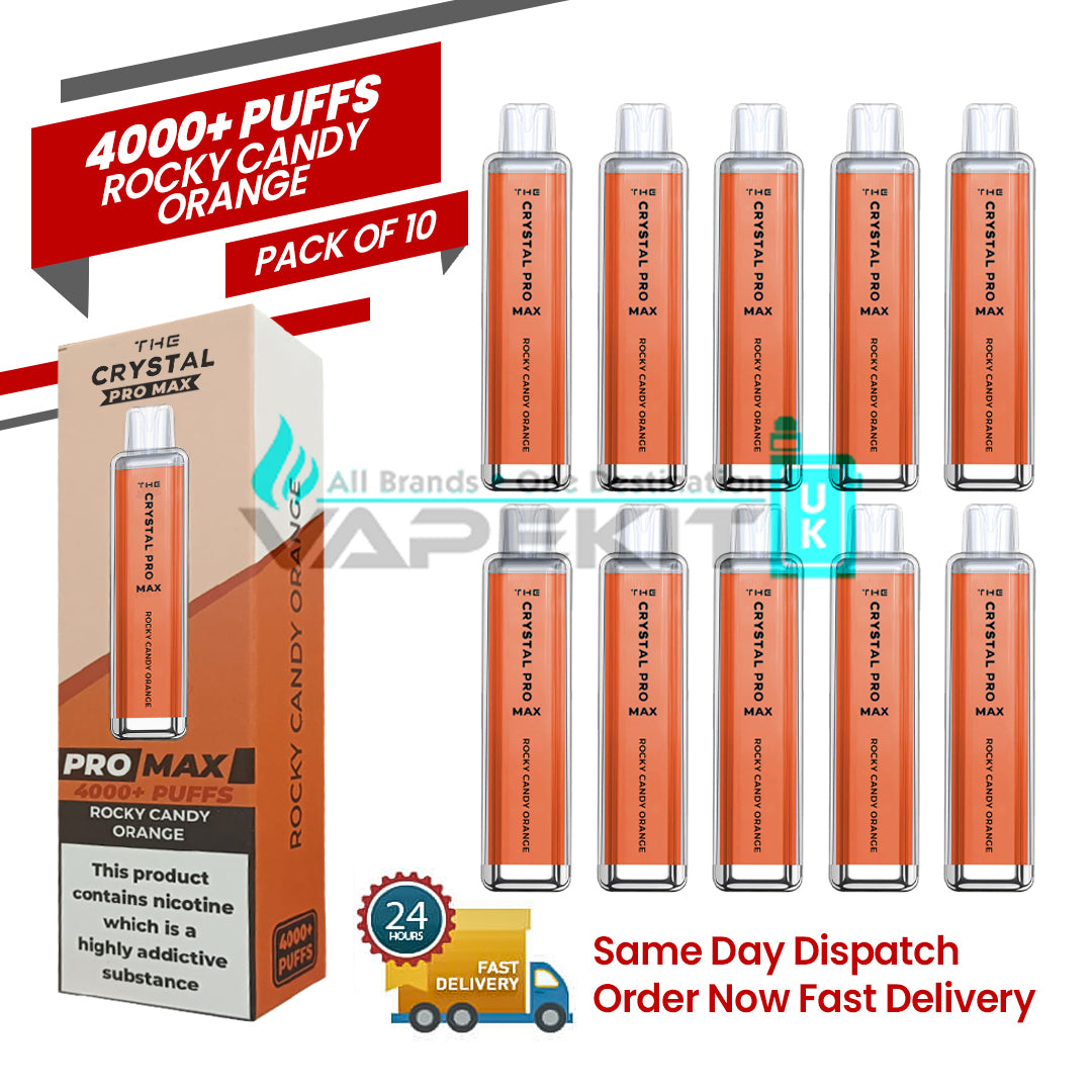 Rocky Candy Orange 4k Crystal Pro Max Prefilled (Pack of 10)-79.99 Rocky Candy Orange 4k Crystal Pro Max Prefilled (Pack of 10)-79.99