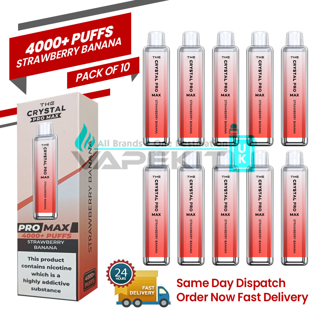 Crystal Pro Max 4000 Strawberry Banana Prefilled (Box of 10)-79.99