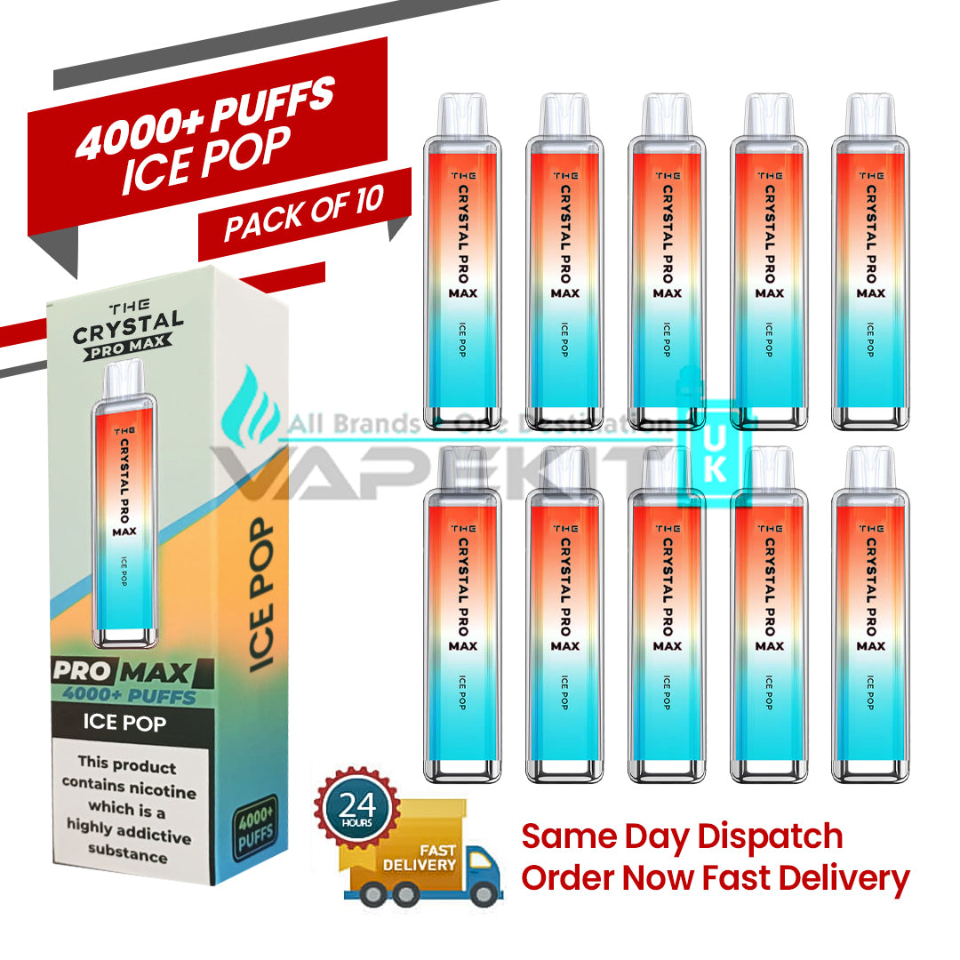 ice pop vape flavor Prime Ice Pop Crystal Pro Max 4000 Prefilled Vape (Pack of 10)-£79.99