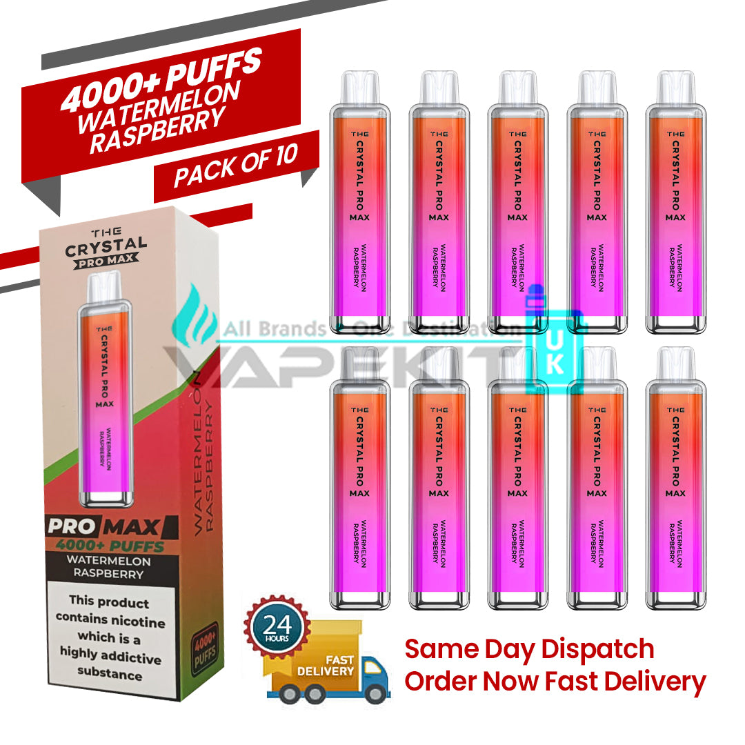 Watermelon Raspberry Pack of 10 Crystal Pro Max 4000