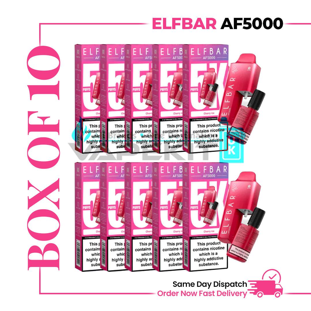 elf bar af5000 disposable vape AF5000 ELF BAR Cherry Ice(Box of 5) Prefilled Vape Kit-£39.99