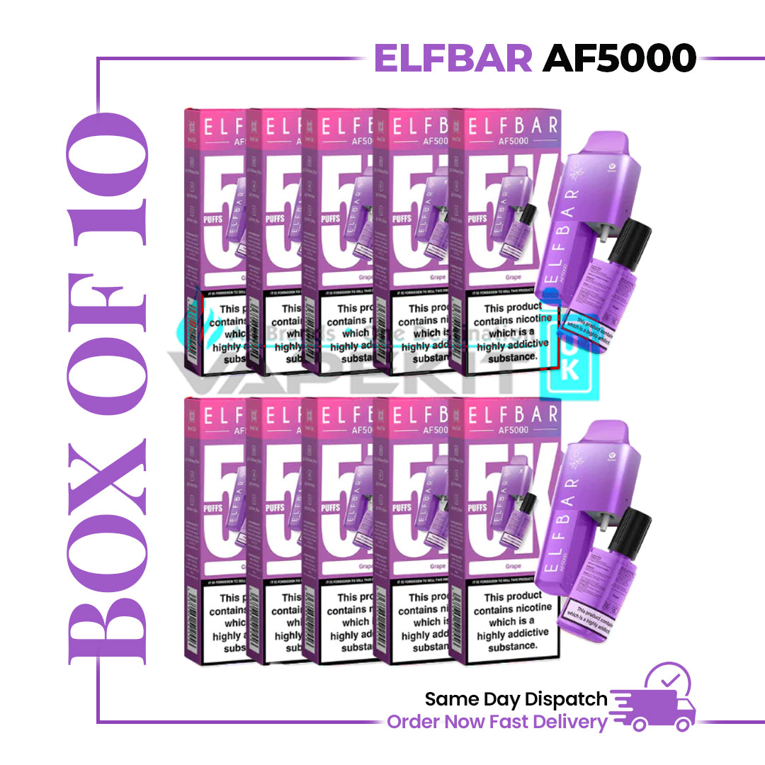 ELF BAR AF5000 Grape Prefilled Vape Kit-39.99(BOX OF 5) ELF BAR AF5000 Grape Prefilled Vape Kit-39.99(BOX OF 5)