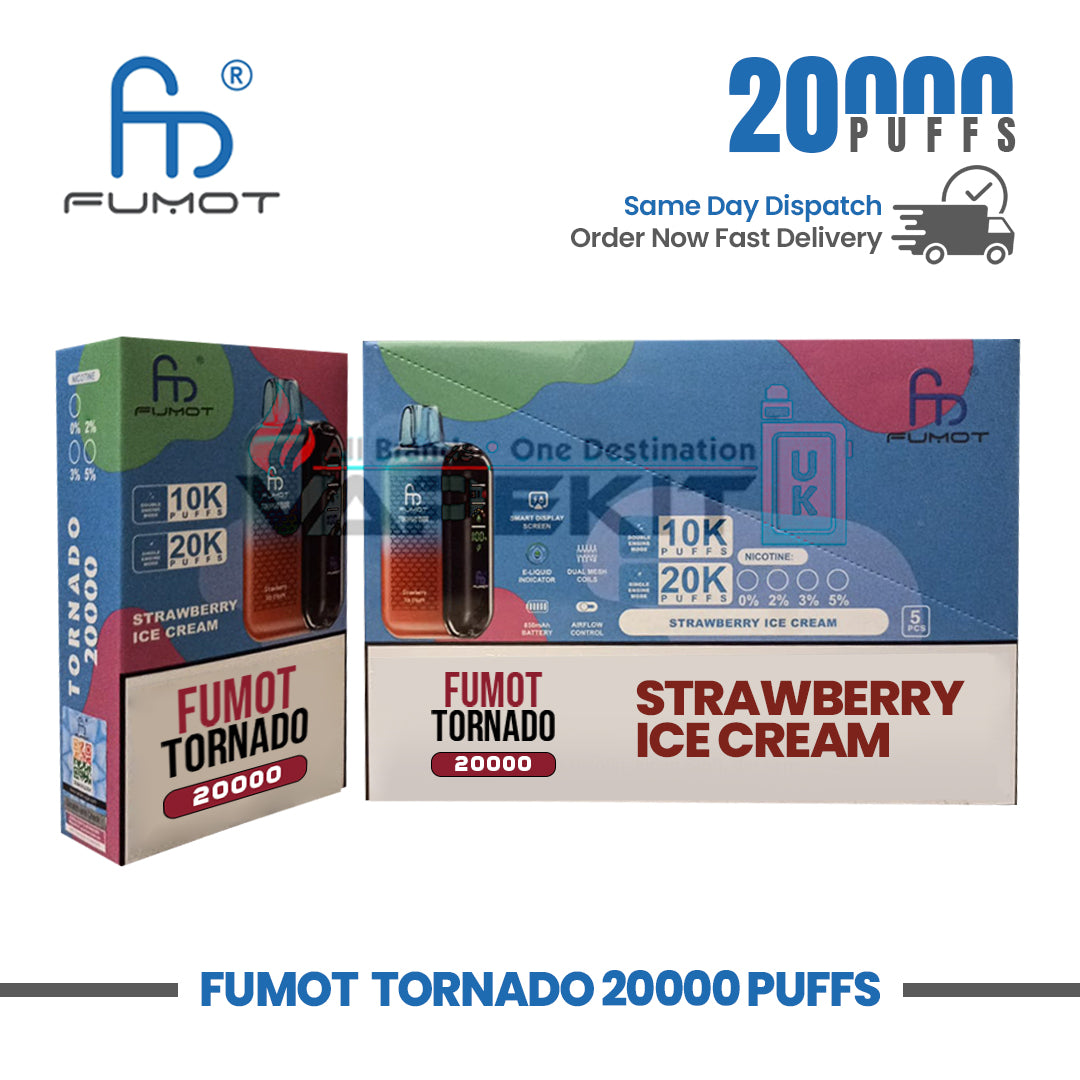 Fumot Tornado 20,000 Puff Prefilled Vape Strawberry Ice Cream Fumot Tornado 20,000 Puff Prefilled Vape Strawberry Ice Cream