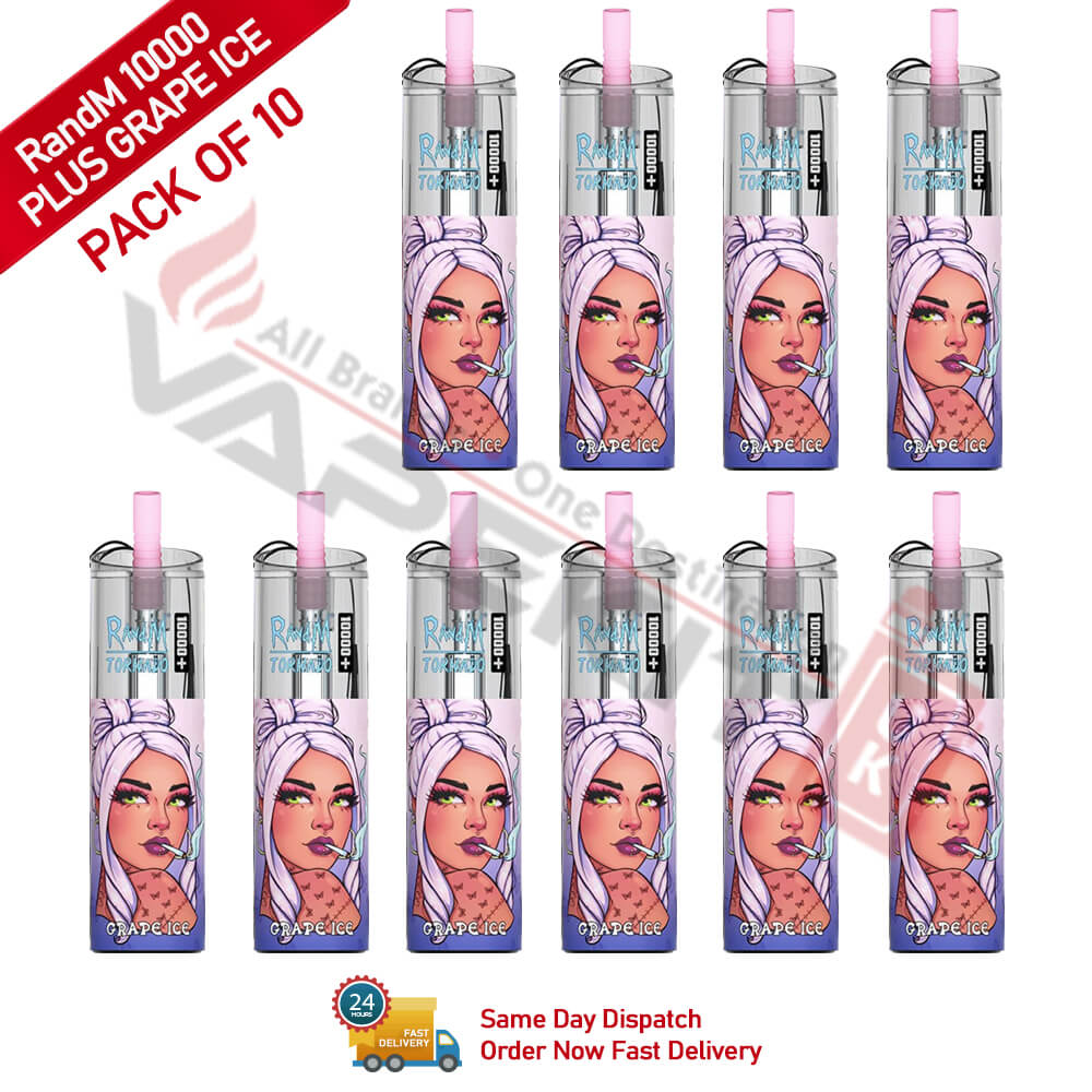 Grape Ice Randm Tornado 10k Plus Prefilled Vape (Pack of 10)-£94.50