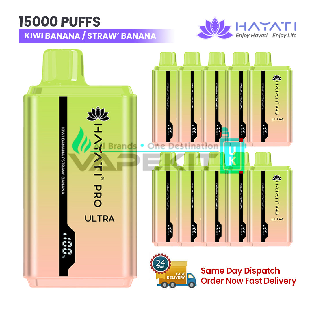 ivg vape bar Kiwi Banana /Straw Banana Hayati Pro Ultra 15000 Puffs Prefilled Vape