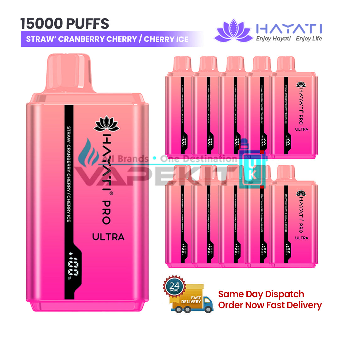 Hayati Pro Ultra 15000 Puffs Straw Cranberry Cherry/ Cherry Ice Vape Hayati Pro Ultra 15000 Puffs Straw Cranberry Cherry/ Cherry Ice Vape