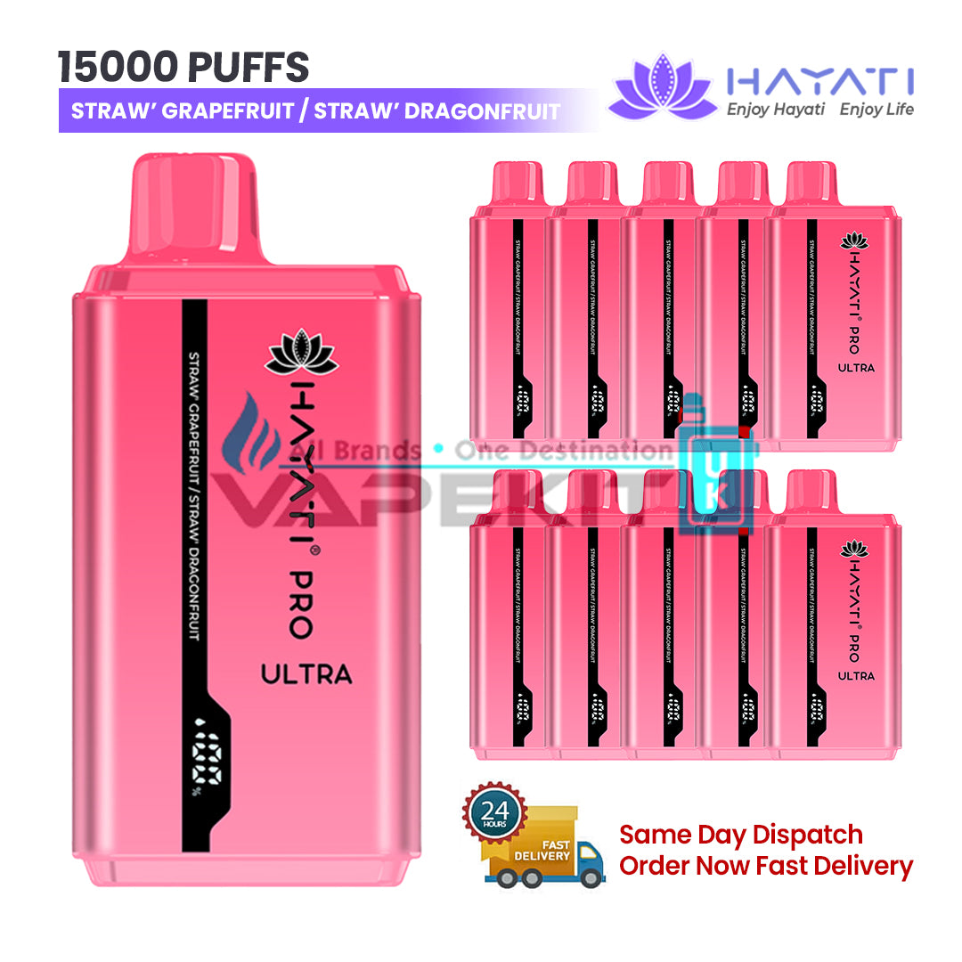 Hayati Pro Ultra 15000 Straw'Grape Fruit/ Straw'Dragon Fruit Vape