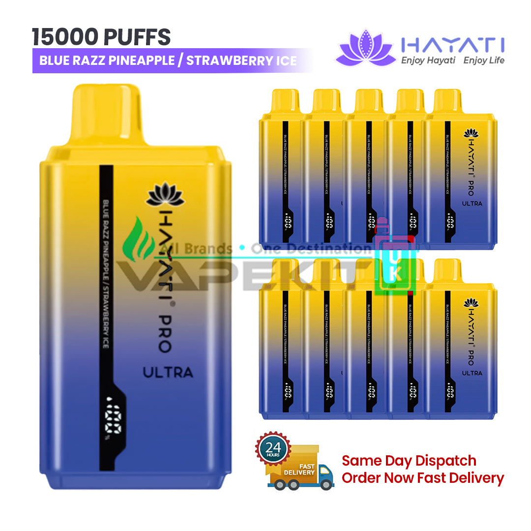 Blue Razz Pineapple/Strawberry Ice Hayati Pro Ultra 15000 Puffs Prefilled Vape
