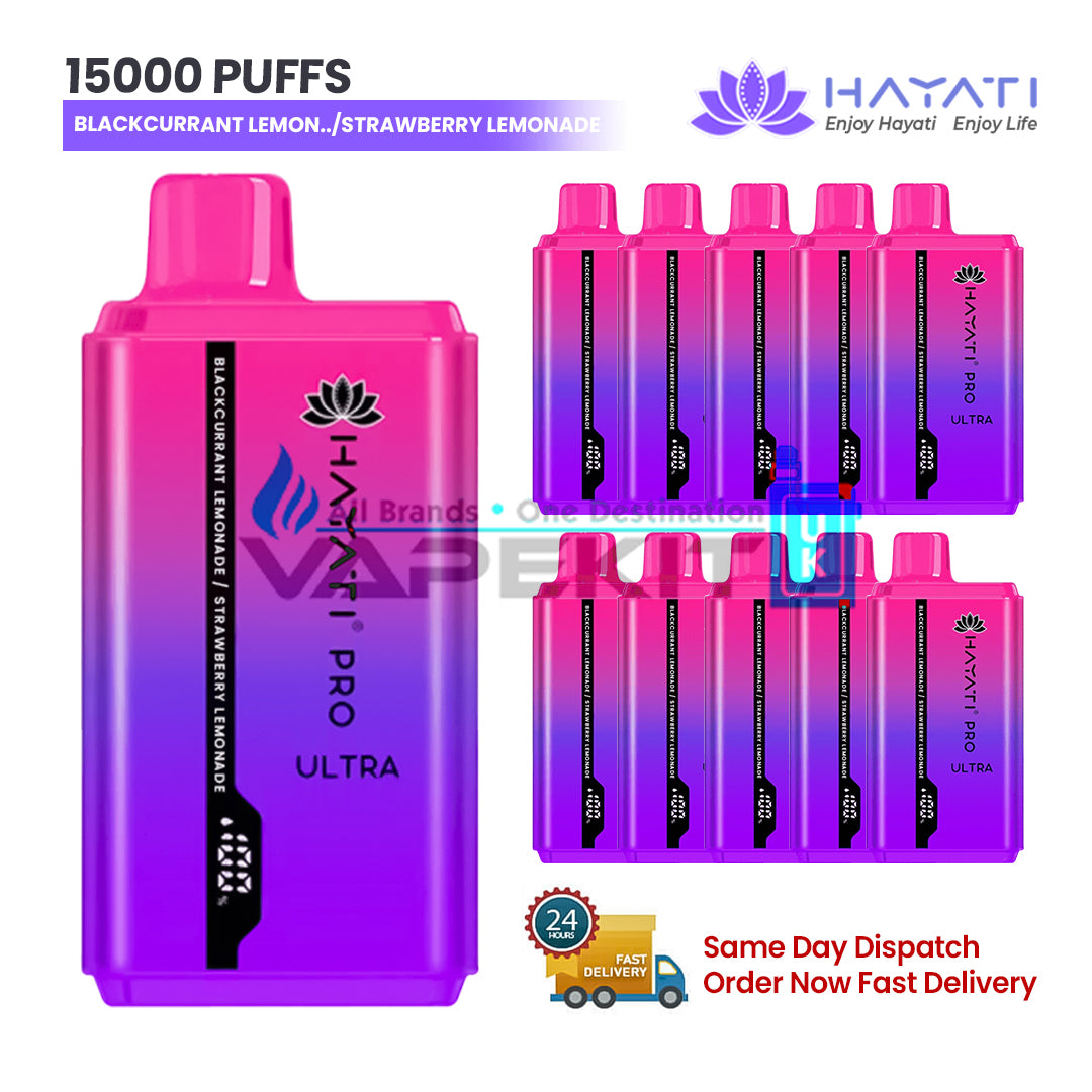 Blackcurrant Lemonade/ Straw Lemonade Hayati Pro Ultra 15000 Puff Vape Blackcurrant Lemonade/ Straw Lemonade Hayati Pro Ultra 15000 Puff Vape