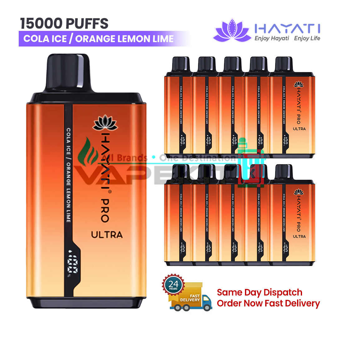 Cola Ice/Orange Lemon Lime Hayati Pro Ultra 15000 Puff Prefilled Vape Cola Ice/Orange Lemon Lime Hayati Pro Ultra 15000 Puff Prefilled Vape