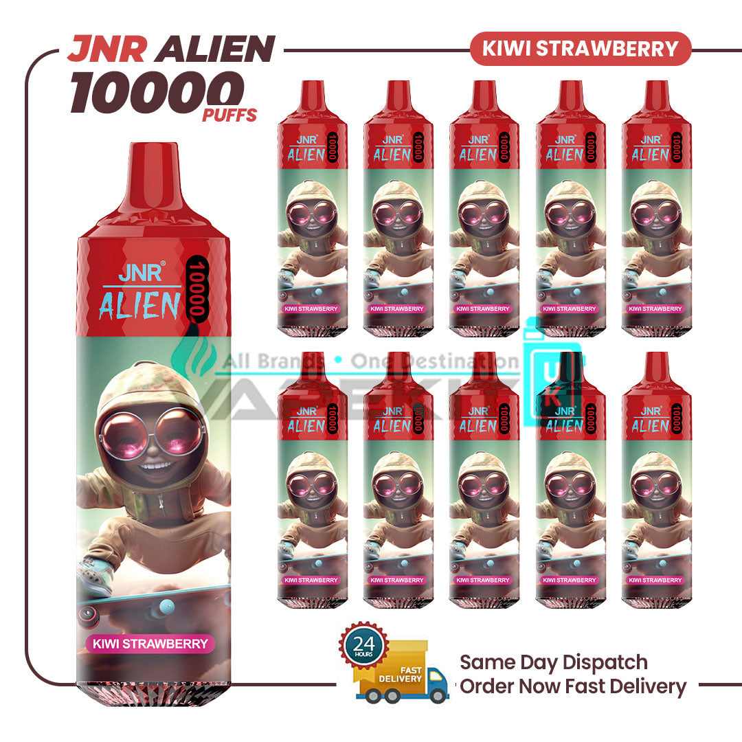 JNR Alien Kiwi Strawberry Prefilled Vape 10k Puffs(Box of 10)-£78.99
