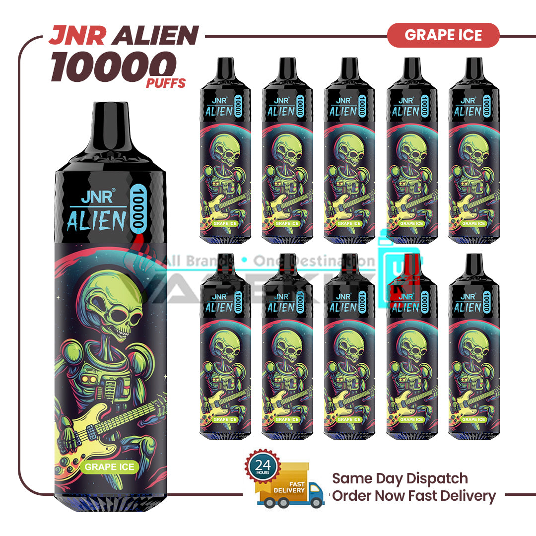 JNR Alien Grape Ice 10000 Puffs Prefilled Vape (Box of 10)-78.99 JNR Alien Grape Ice 10000 Puffs Prefilled Vape (Box of 10)-78.99