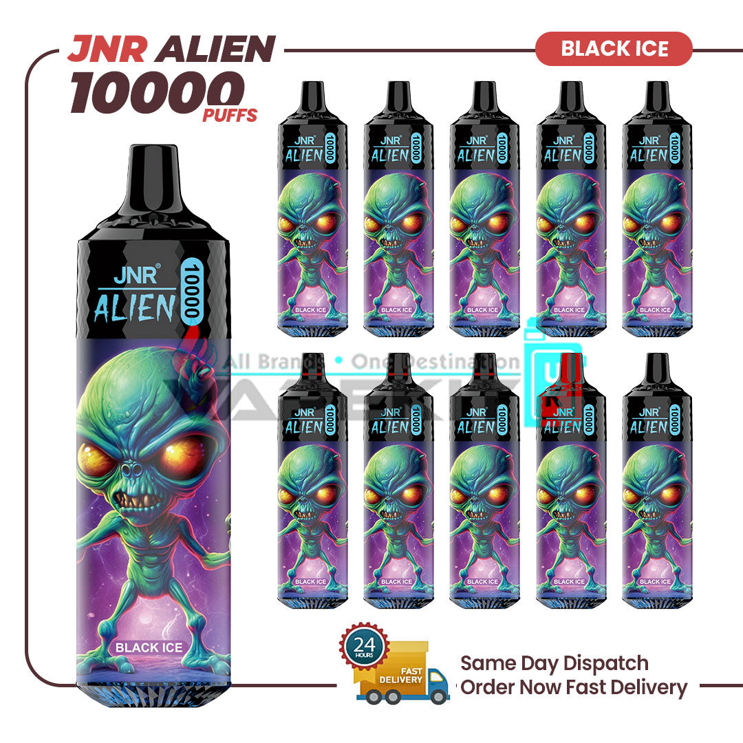 JNR Alien Black Ice 10000 Puffs Prefilled Vape (Box of 10)-78.99 JNR Alien Black Ice 10000 Puffs Prefilled Vape (Box of 10)-78.99