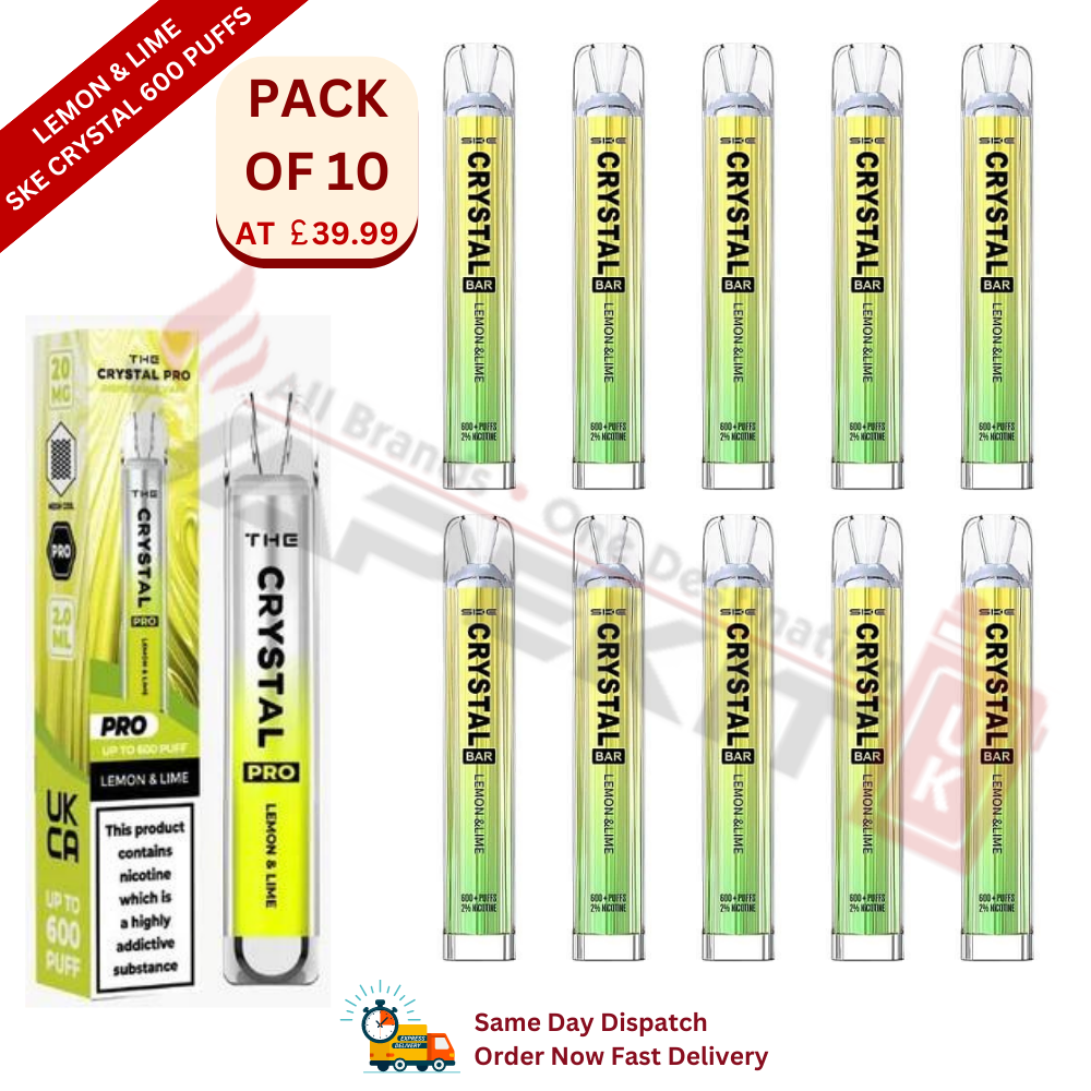 Lemon & Lime SKE Crystal 600 Puffs Disposable Vape Device 10 Pack - Vape Store UK | Online Vape Shop | Disposable Vape Store | Ecig UK