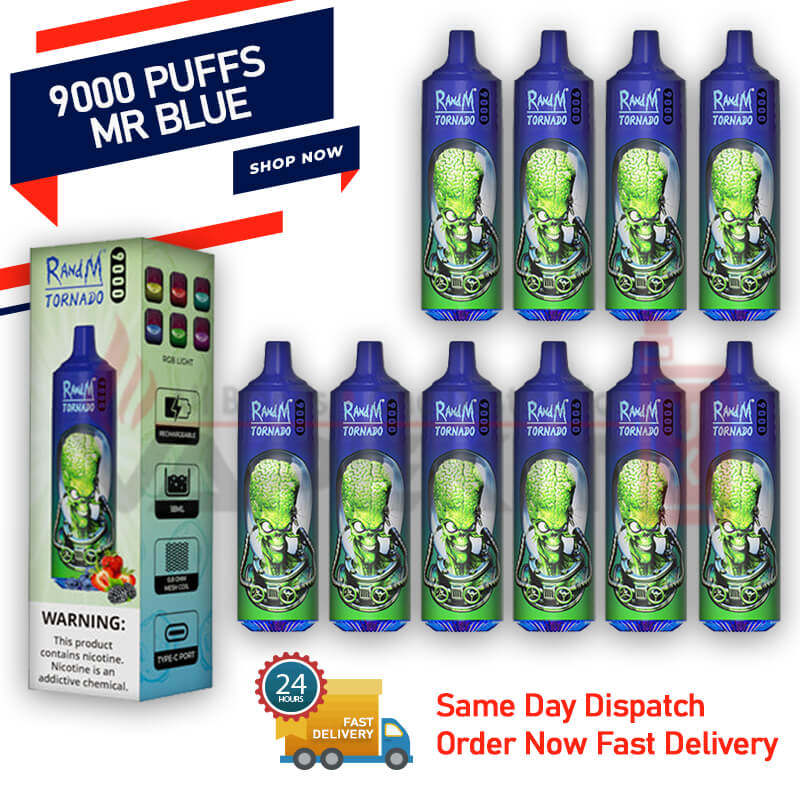 Mr Blue Randm Tornado 9000 Puff Bar (10 Pack)-73.95 Mr Blue Randm Tornado 9000 Puff Bar (10 Pack)-73.95