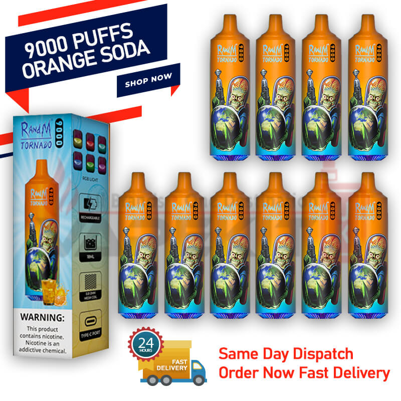 RandM Tornado 9000 Orange Soda - Buy the Pack of 1, 5 or 10 now! RandM Tornado 9000 Orange Soda - Buy the Pack of 1, 5 or 10 now!