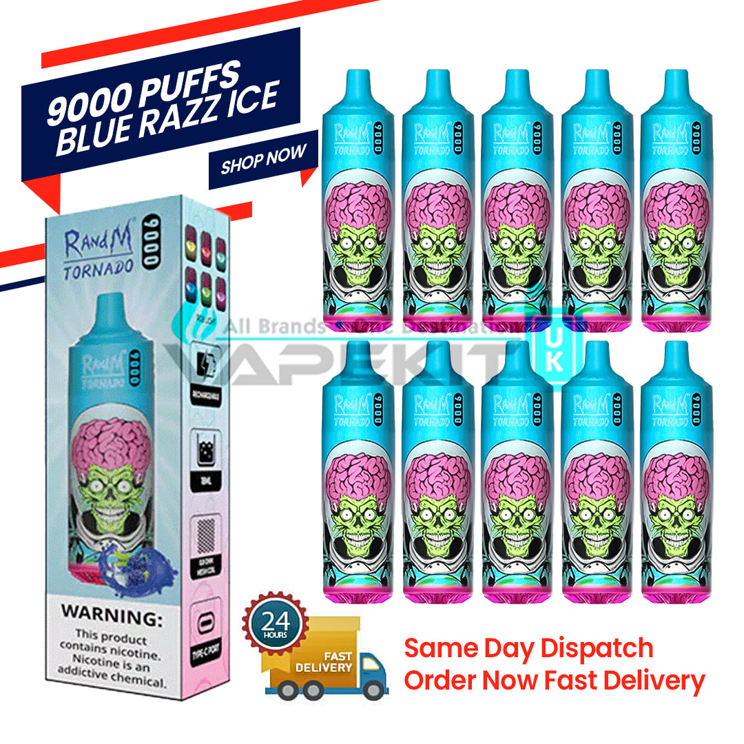 RandM Tornado 9000 Blue Razz Ice Vape - 9K Puffs 9.99 RandM Tornado 9000 Blue Razz Ice Vape - 9K Puffs 9.99