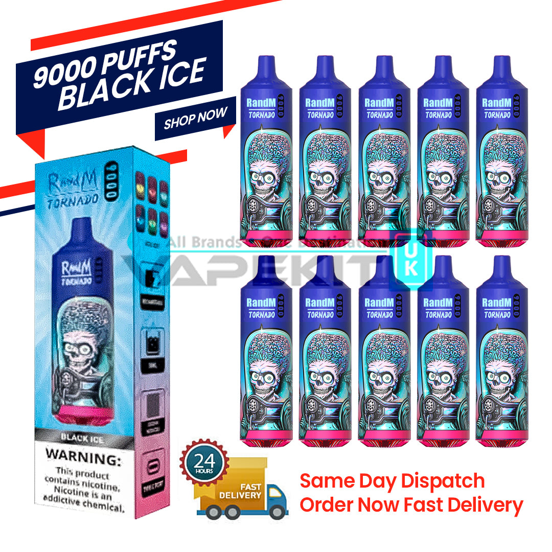 Black Ice RandM Tornado 9000 Vape | 9K Puffs at 9.99 Black Ice RandM Tornado 9000 Vape | 9K Puffs at 9.99