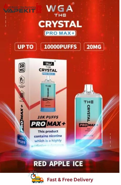 Red Apple Ice Crystal Pro Max 10k Puffs Disposable Vape Device 10 Pack