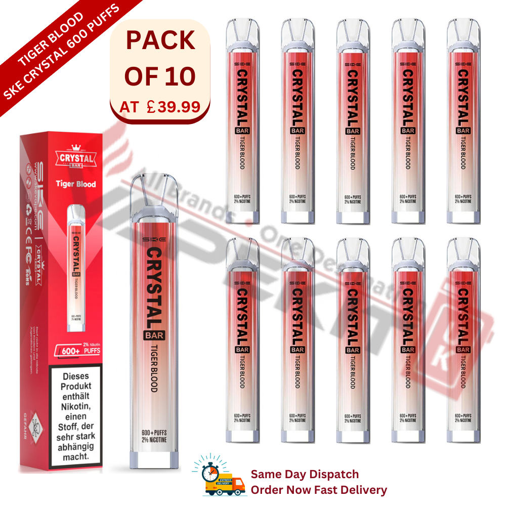 Tiger Blood SKE Crystal 600 Puffs Prefilled Vape Device 10 Pack Tiger Blood SKE Crystal 600 Puffs Prefilled Vape Device 10 Pack