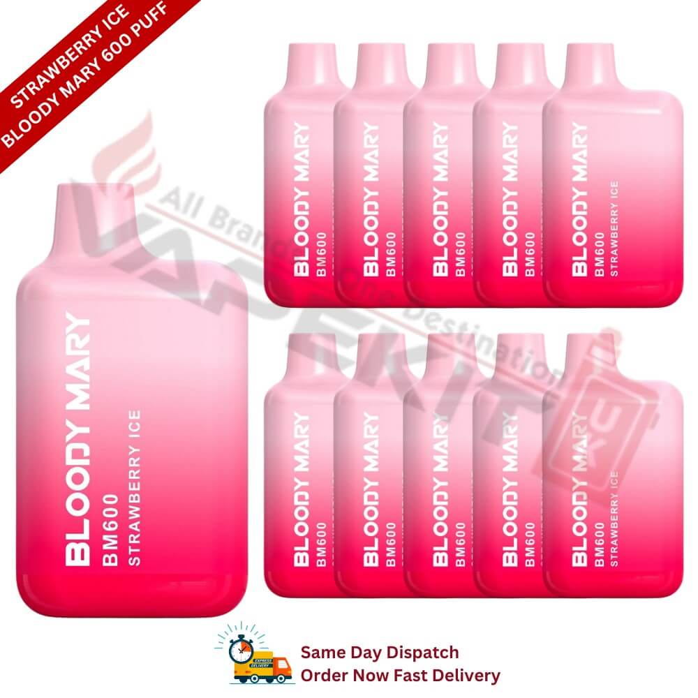 Strawberry Ice Bloody Mary 600Puff Box of 10 Strawberry Ice Bloody Mary 600Puff Box of 10