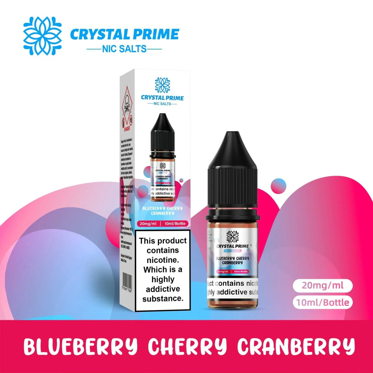 Blueberry Cherry Cranberry Crystal Prime 7000 Nic Salts 10ml E-liquid Box Of 10