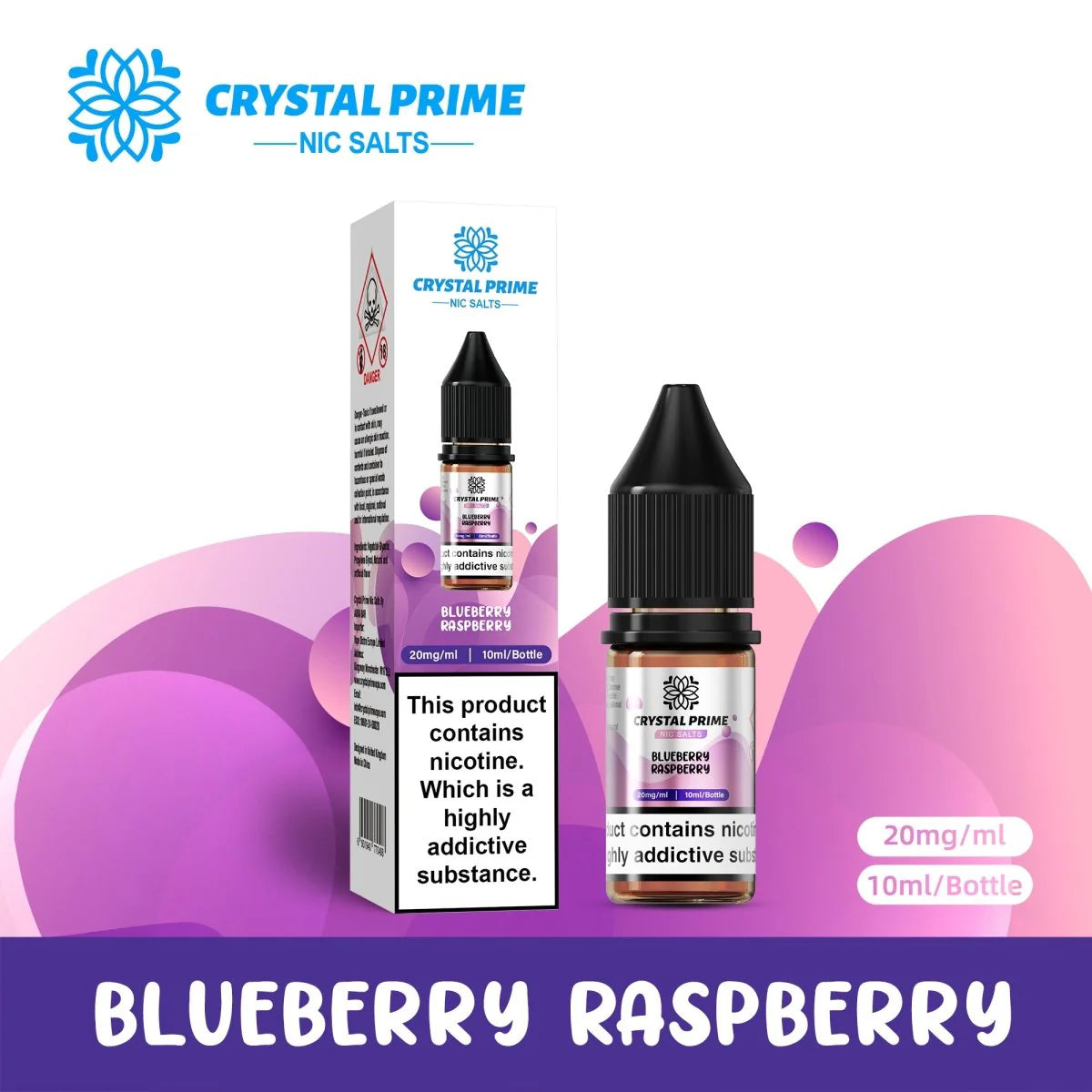 Blueberry Raspberry Crystal Prime 7000 Nic Salts 10ml E-liquid Box Of 10
