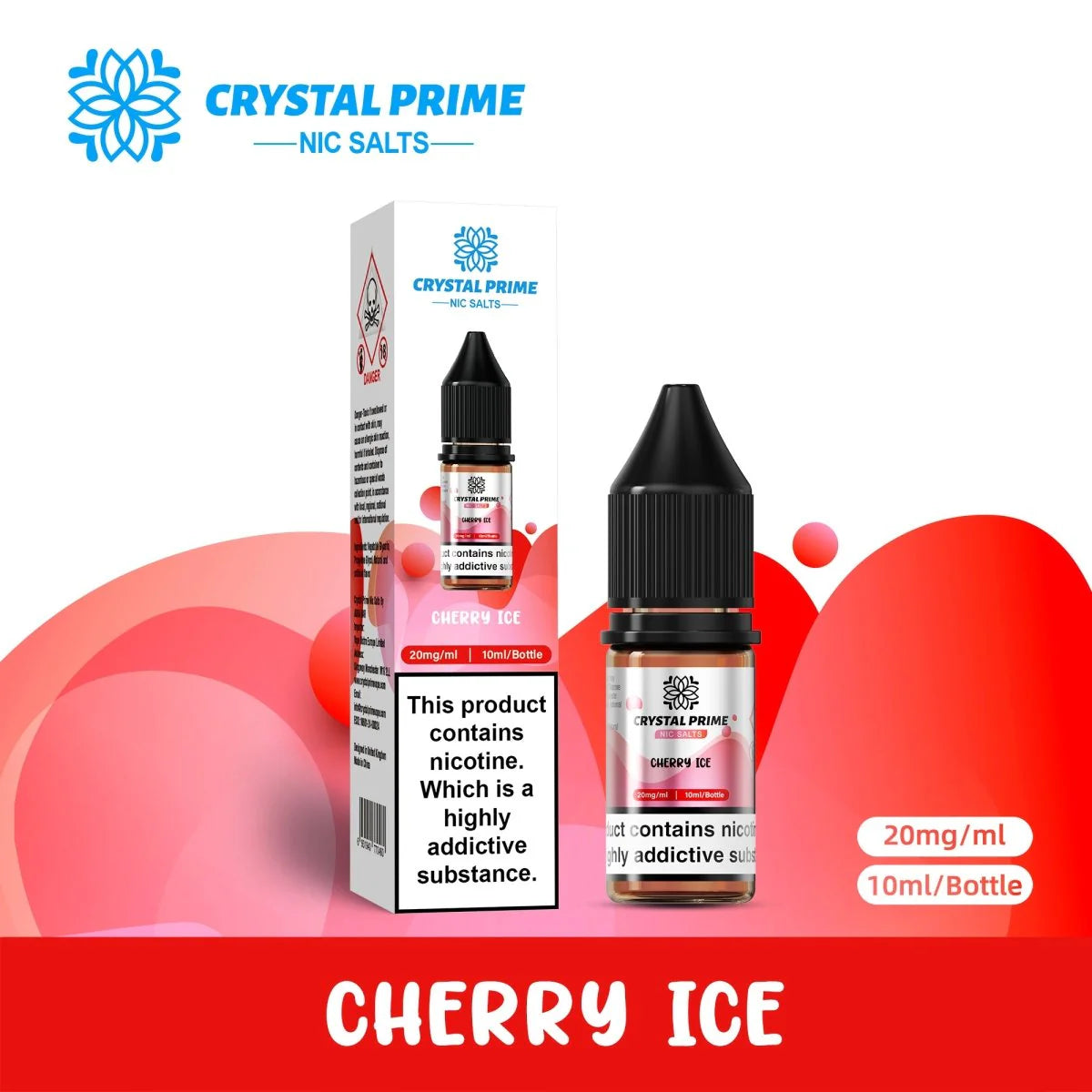 Crystal Prime 7000 Nic Salts 10ml E-liquid Box Of 10 Cherry Ice
