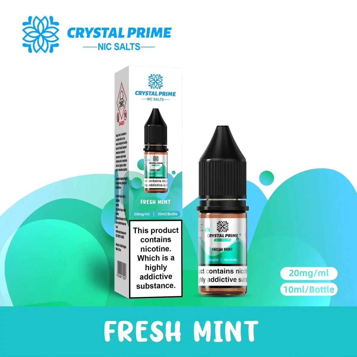 Fresh Mint Crystal Prime 7000 Nic Salts 10ml E-liquid Box Of 10