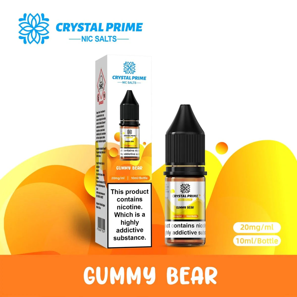 Crystal Prime 7000 Nic Salts 10ml E-liquid Box Of 10 Gummy Bear