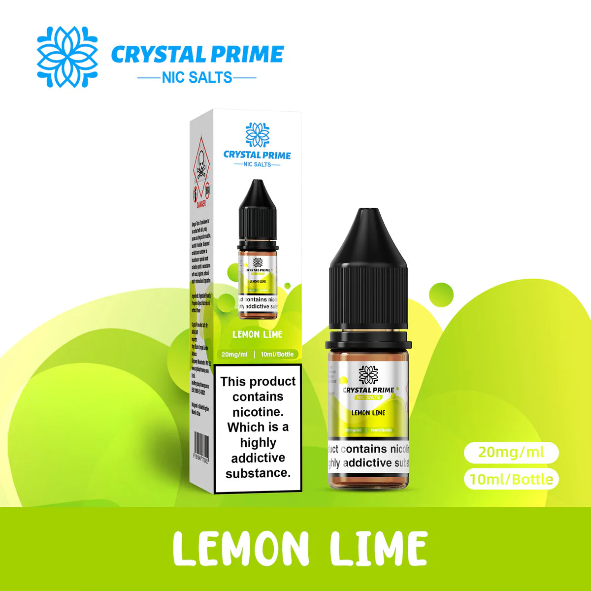 Crystal Prime 7000 Nic Salts 10ml E-liquid Box of 10 Lemon Lime