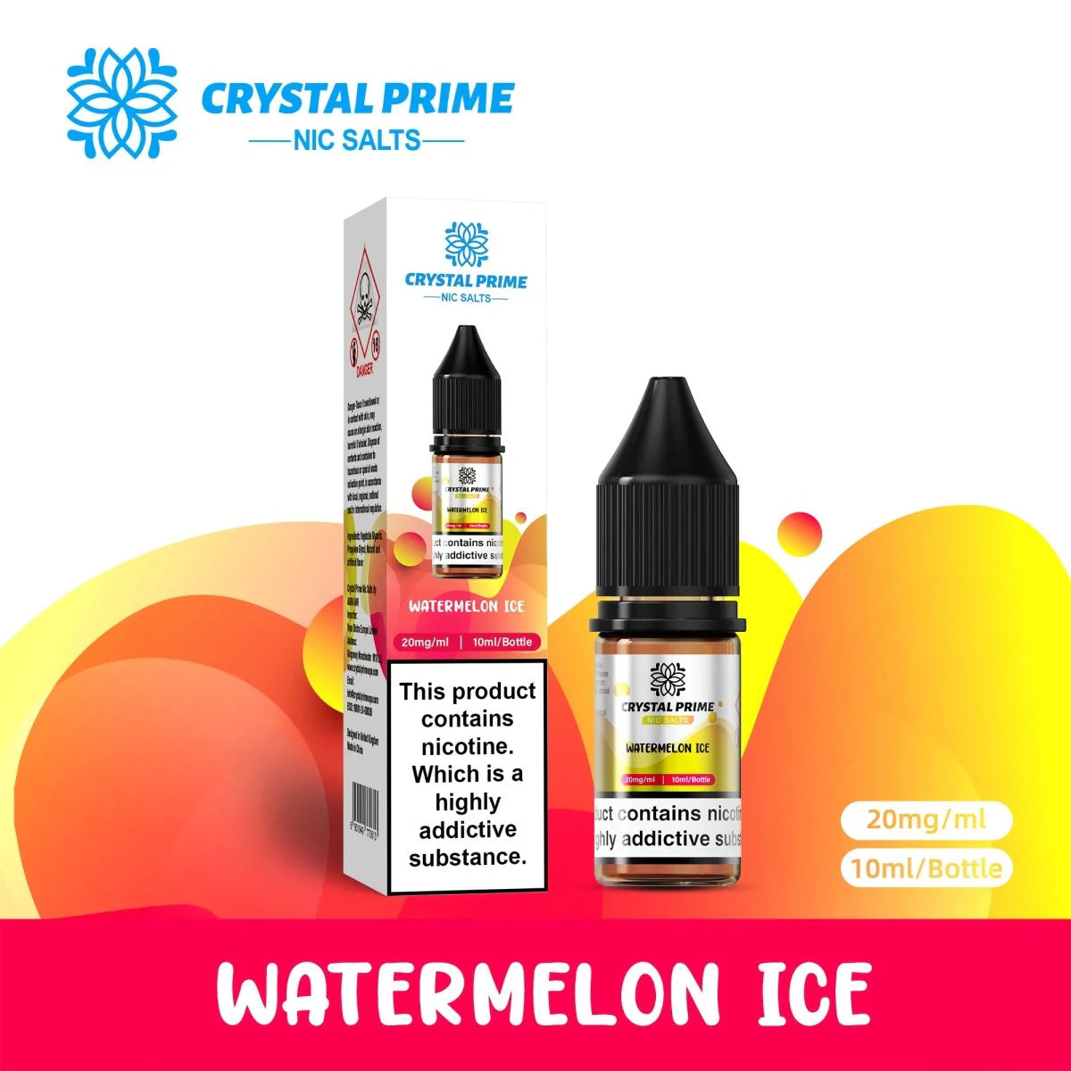Crystal Prime 7000 Nic Salts 10ml E-liquid Box Of 10 Watermelon Ice