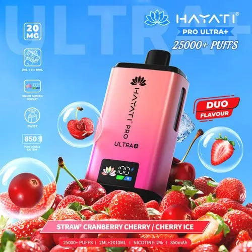 Hayati Pro Ultra Plus 25000 Straw; Cranberry Cherry/ Cherry Ice