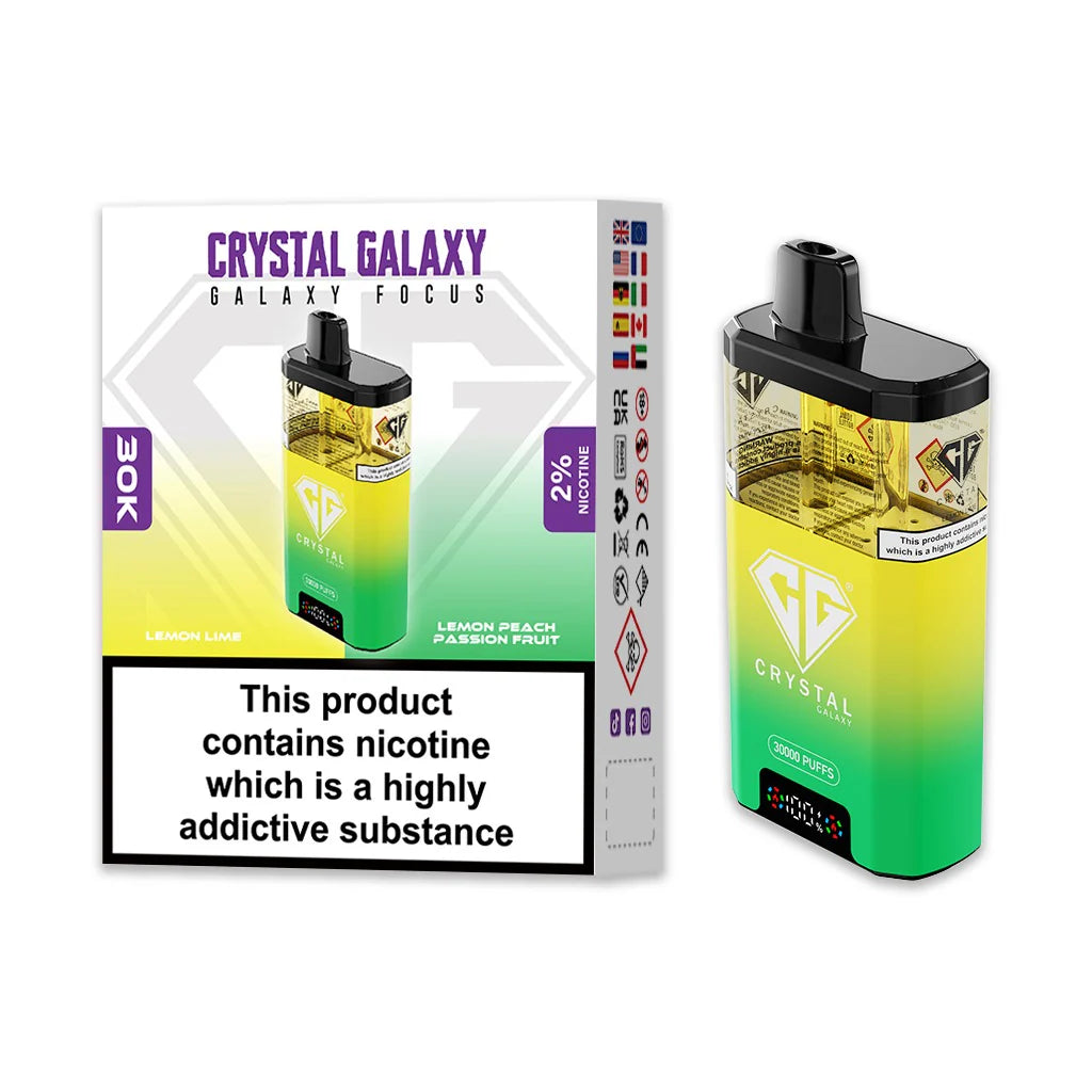 Crystal Galaxy Focus 30K Puffs Lemon Lime Lemon Peach