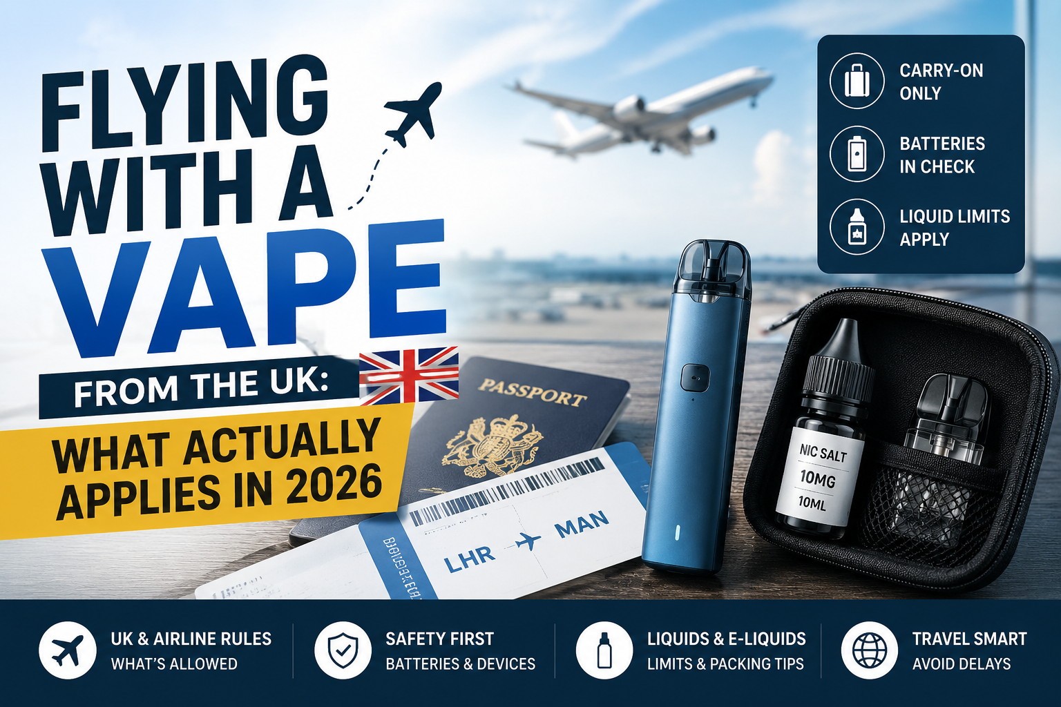 Flying With a Vape From the UK: What Actually Applies in 2026
