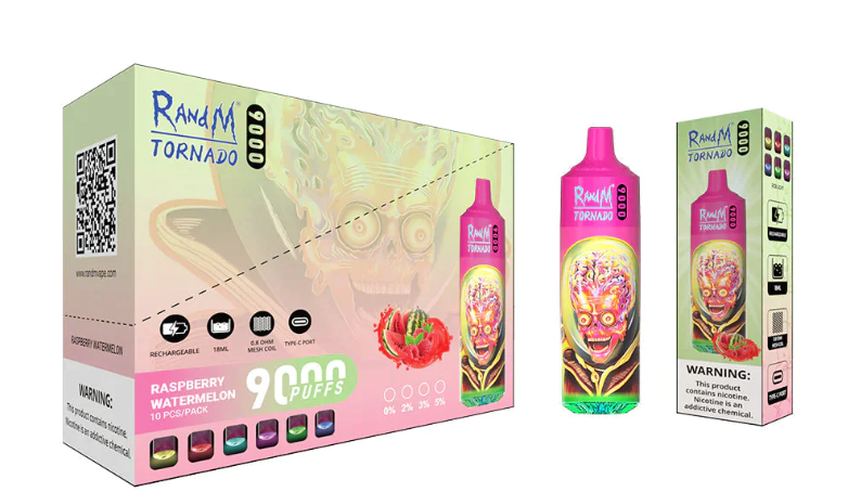 RandM Tornado Raspberry Watermelon 9000 Puff Bar - £87.99 (Box of 10) - Vape Store UK | Online Vape Shop | Disposable Vape Store | Ecig UK