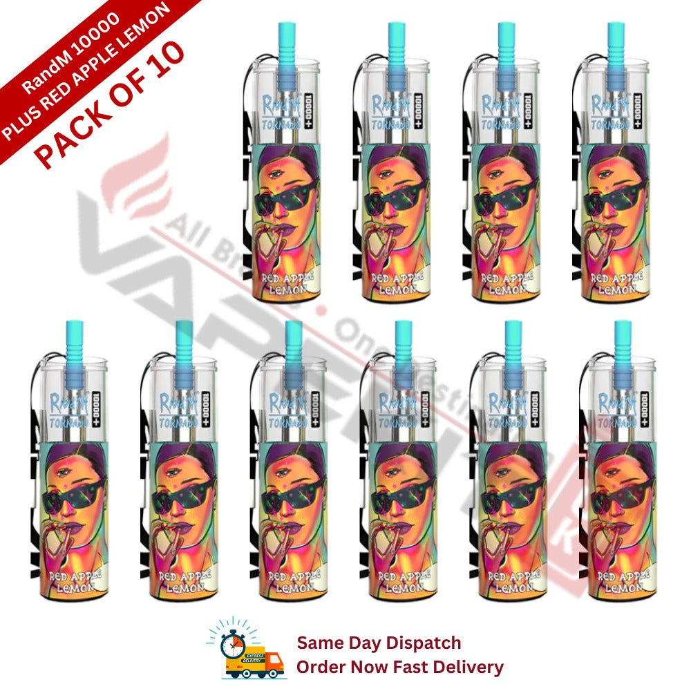 Red Apple Lemon Randm Tornado 10k Plus Disposable (Pack of 10) - Vape Store UK | Online Vape Shop | Disposable Vape Store | Ecig UK