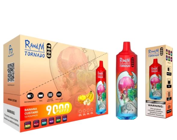 Banana Custard Randm Tornado 9000 Puff Bar (Box of 10)-73.95 Banana Custard Randm Tornado 9000 Puff Bar (Box of 10)-73.95