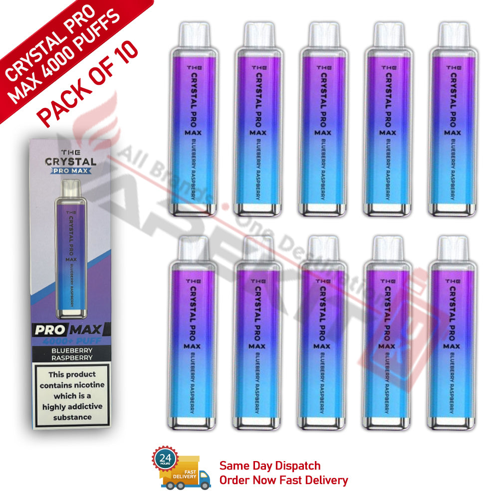 Crystal Blueberry Raspberry Blueberry Raspberry 4000 Crystal Pro Max Vape (Box of 10)-£79.99