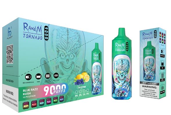 Blue Razz Kush Randm Tornado 9000 Puff Bar Pack of 10- £73.95