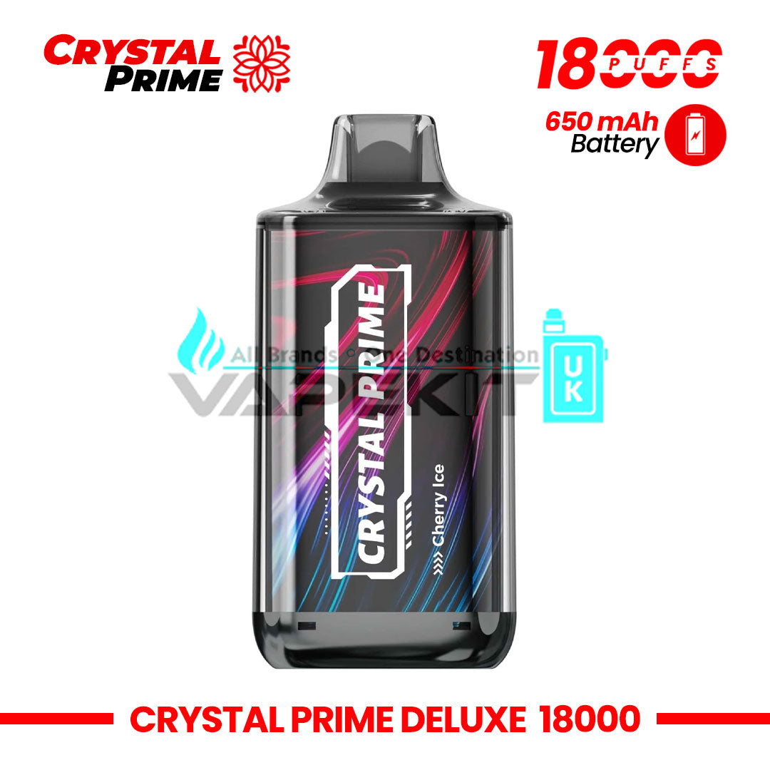 crystal prime deluxe 18000 puffs disposable vape Crystal Prime Deluxe Cherry Ice 18000 Puffs Prefilled Vape-£10.99