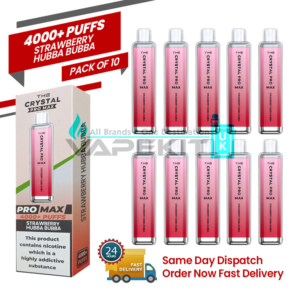 Crystal Pro Max 4000 Strawberry Hubba Bubba Vape (Pack of 10)-£79.99