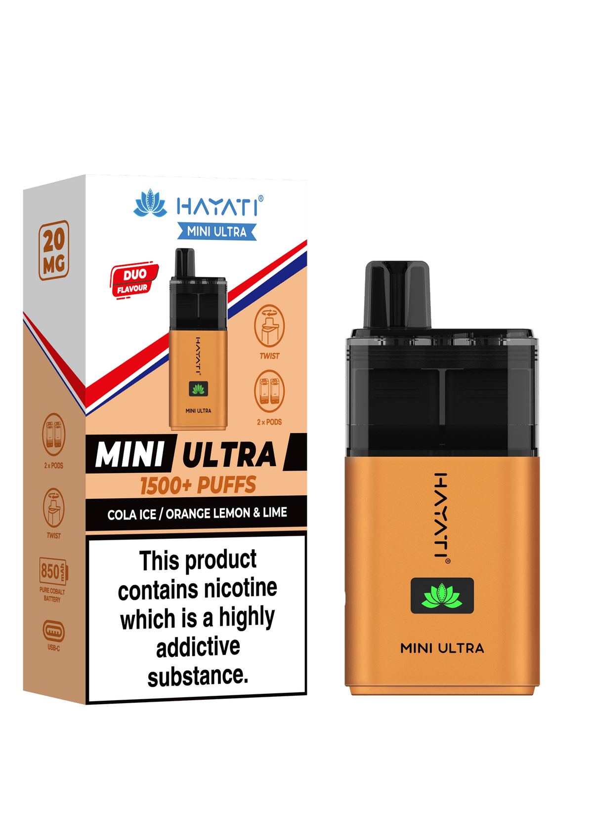 ColaIce Orange Lemon Lime Hayati Mini Ultra 1500