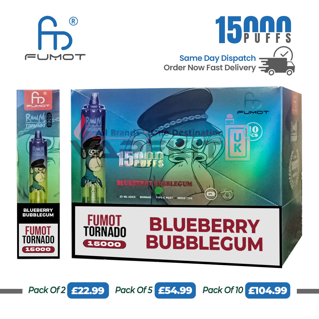 Tornado 15k Puffs Blueberry Bubblegum Disposable Vape