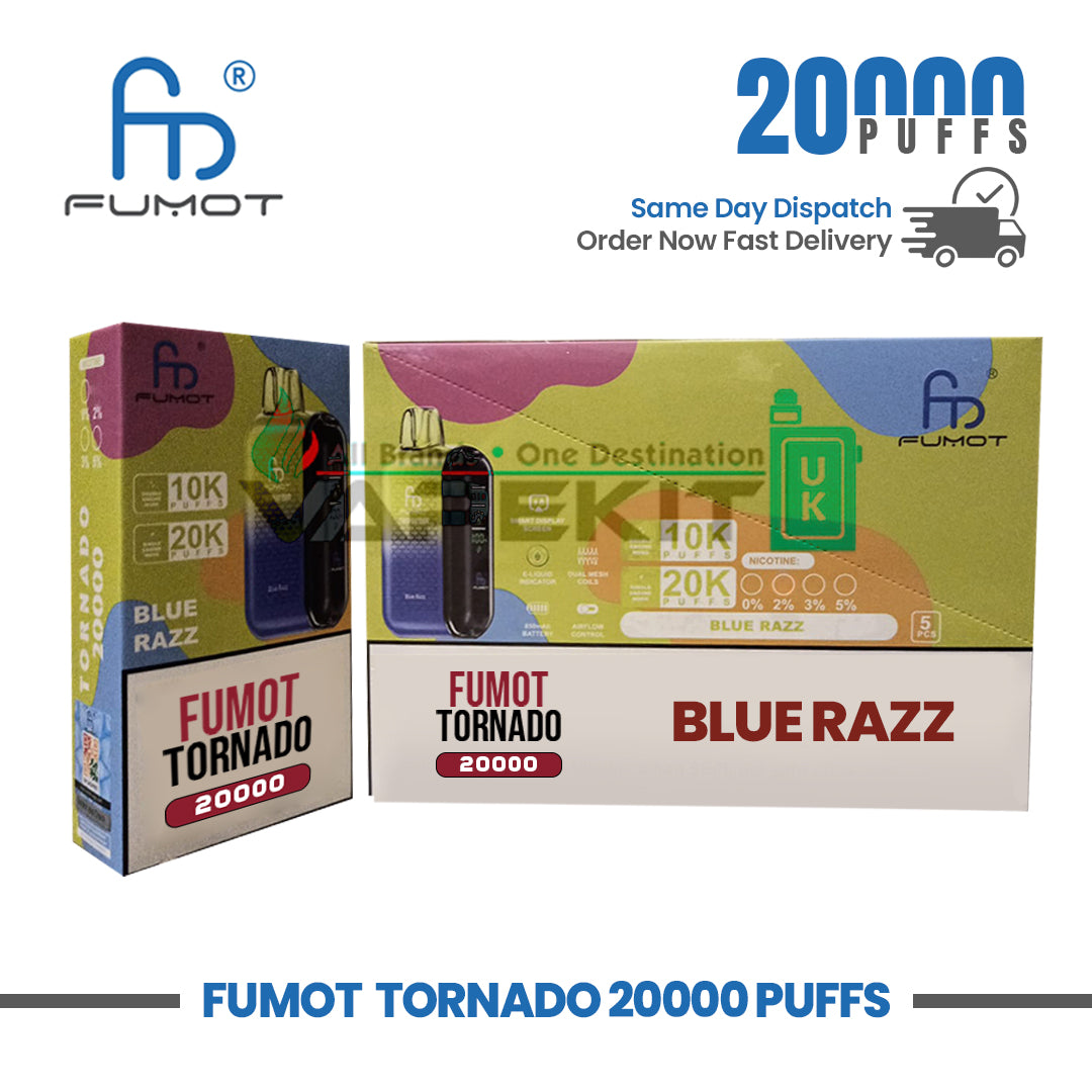 Blue Razz by Fumot Tornado 20,000 Puffs Vape Pen