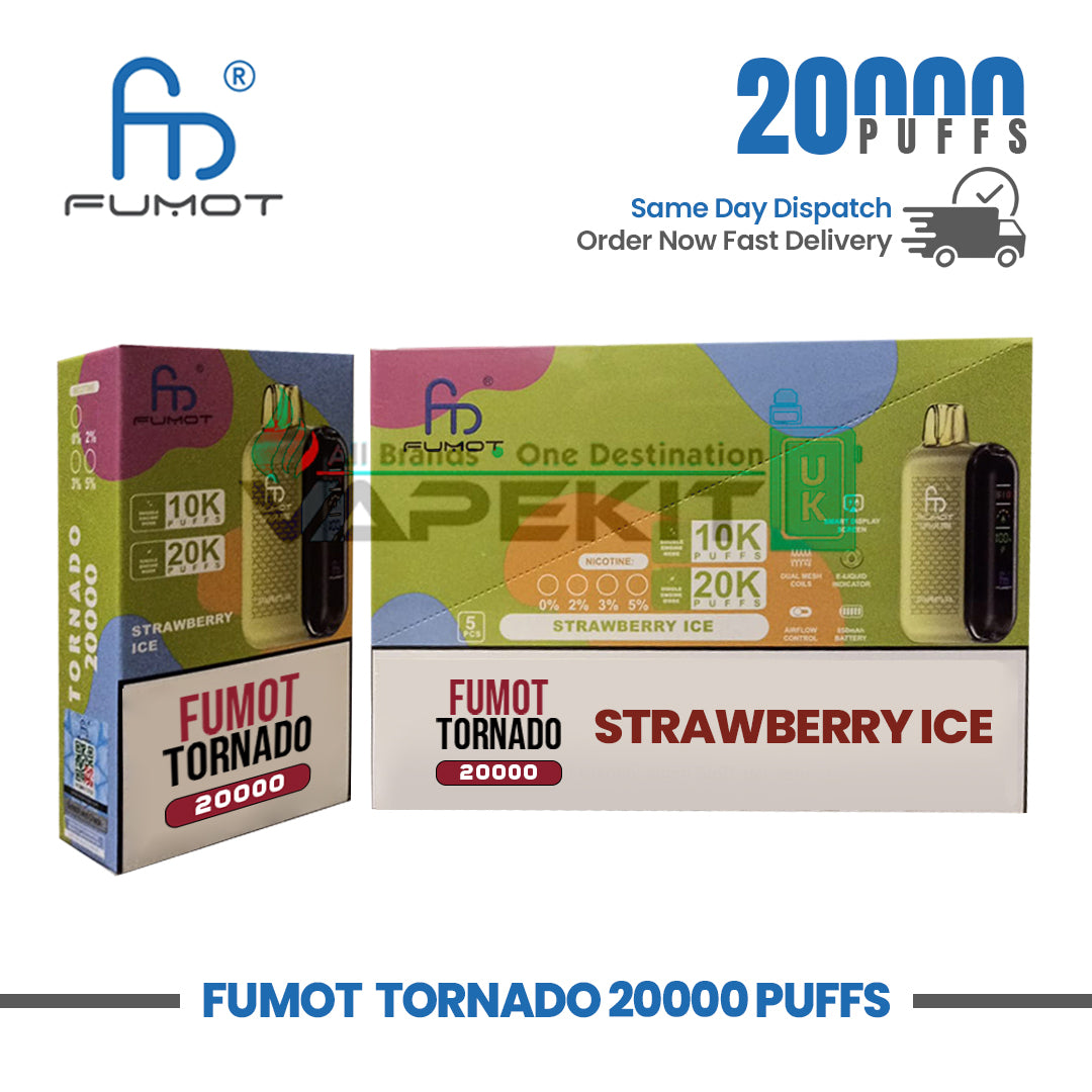 Fumot Tornado 20,000 Puff Disposable Vape Strawberry Ice