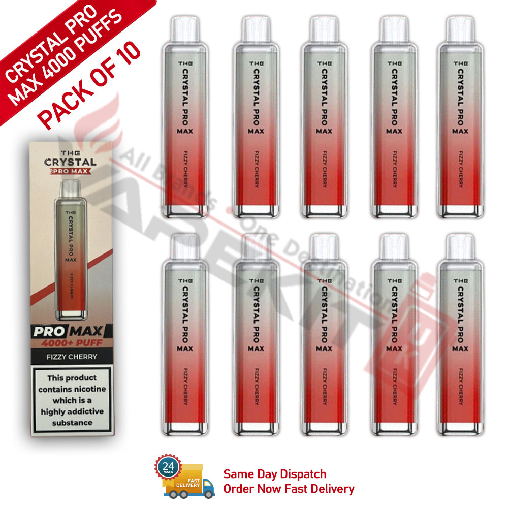Fizzy Cherry 4000 Crystal Pro Max Prefilled Vape (Pack of 10)-79.99