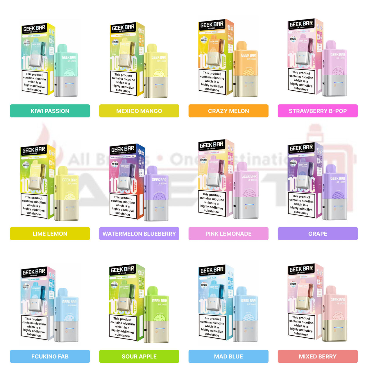 Geekbar up 10k puffs Flavours