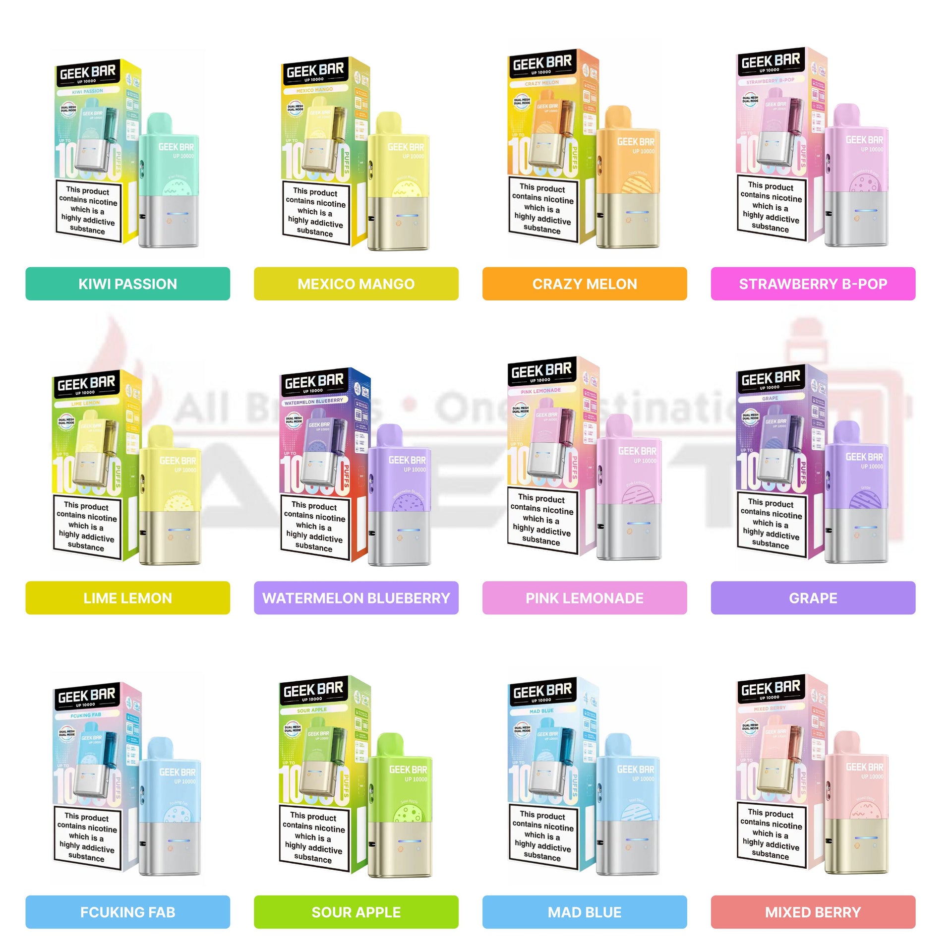 Geekbar up 10k puffs Flavours